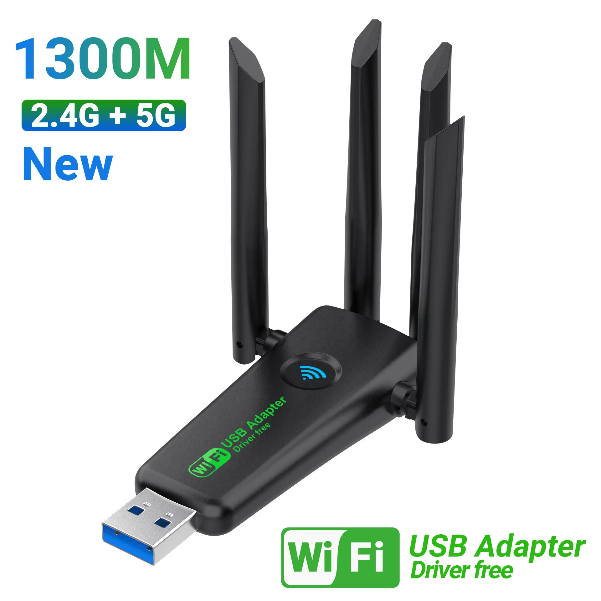

Новый беспроводной адаптер USB 3.0 1300 Мбит/с, настольный компьютер, Wi-Fi 5, приемопередатчик 2,4G/5,8 ГГц, двухдиапазонный, без драйверов, сквозная стена