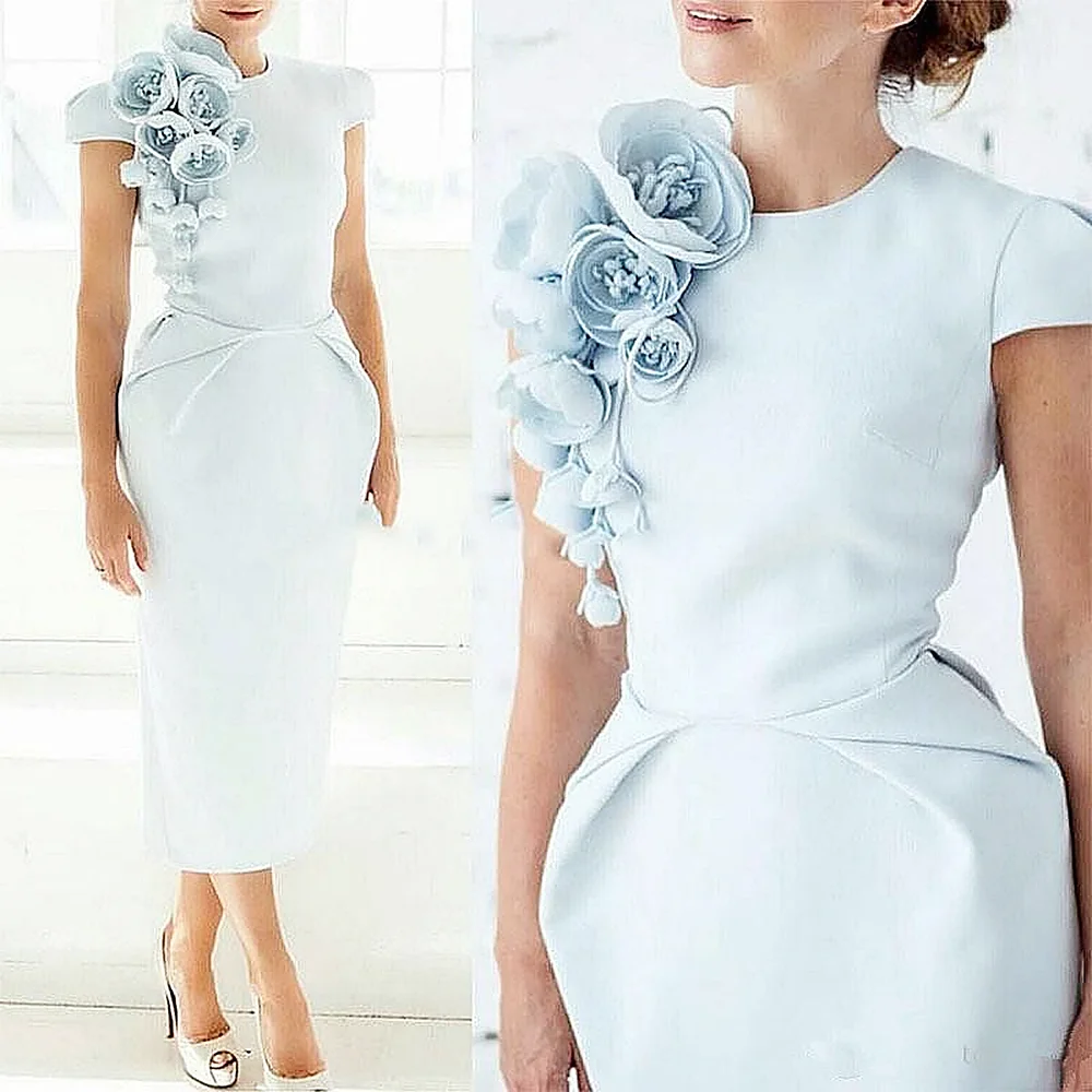 Vestido de noche Formal de flores azules para mamá, vestido fresco y elegante, corte ajustado y elegante, 2024