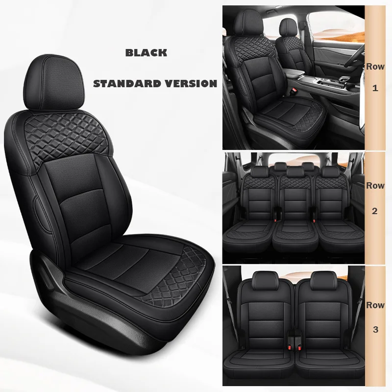 Custom Car Seat Cover 7 seats for Geely Okavango 2022-2025 for geely Haoyue Artificial Leather Full Covered on All 3 Rows beige