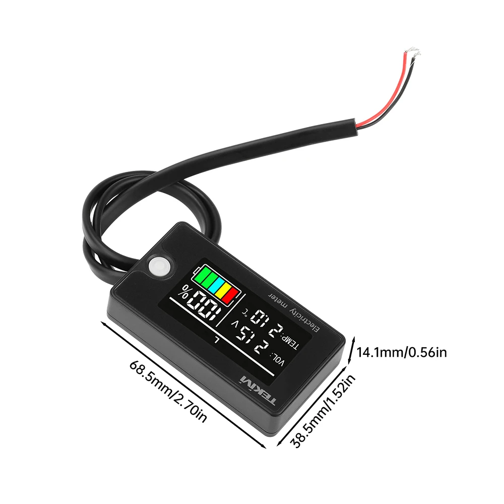 DC 8-100V Digital Voltage Power Meter LiFePO4 Acid Lithium Battery Capacity Indicator with Temperature Display Overcharge Alarm