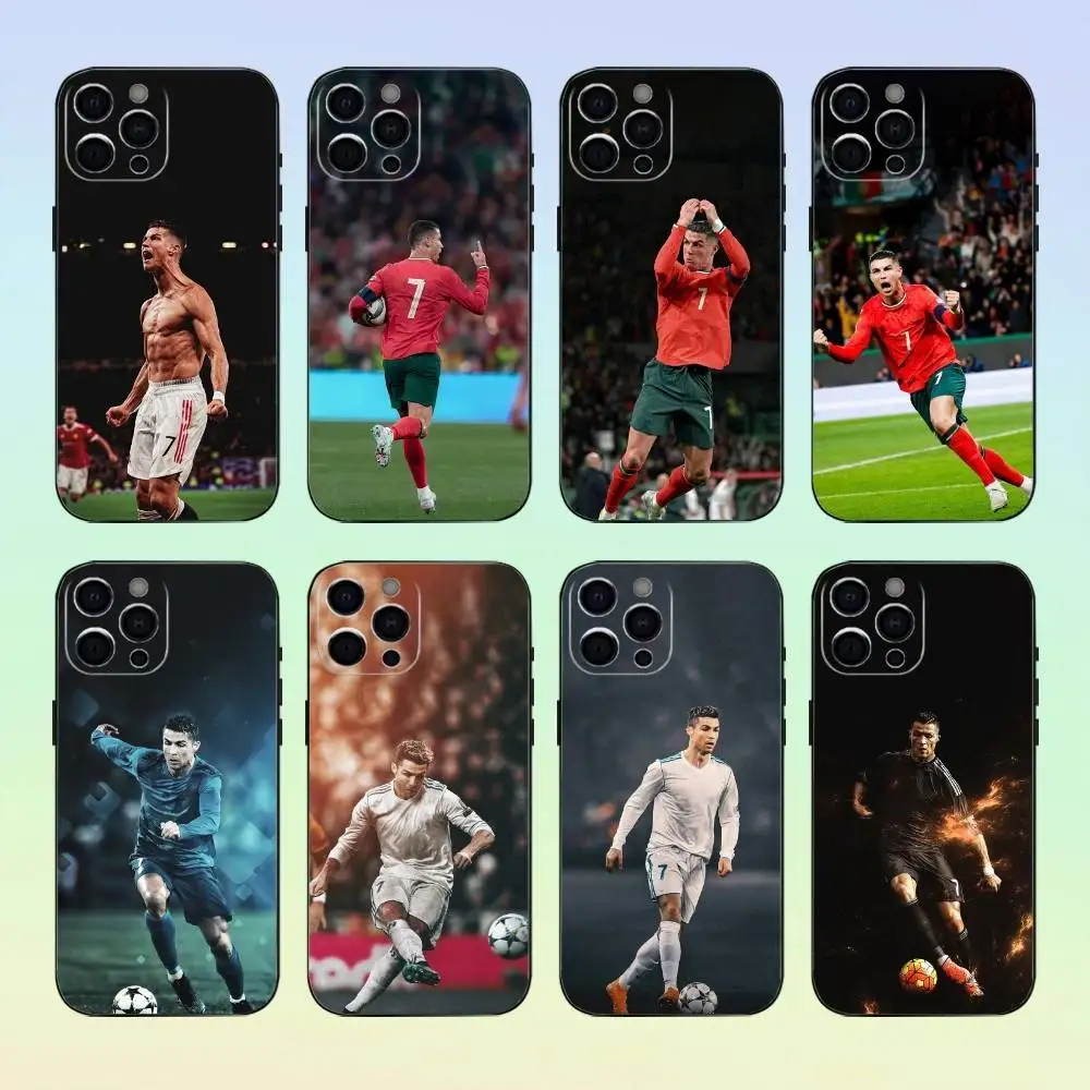 

7 F-Football For C-Cr7 R-ROnAlDo Phone Case For iPhone 17,16,15,14,13,12,11 ,Soft Silicone Black Cover