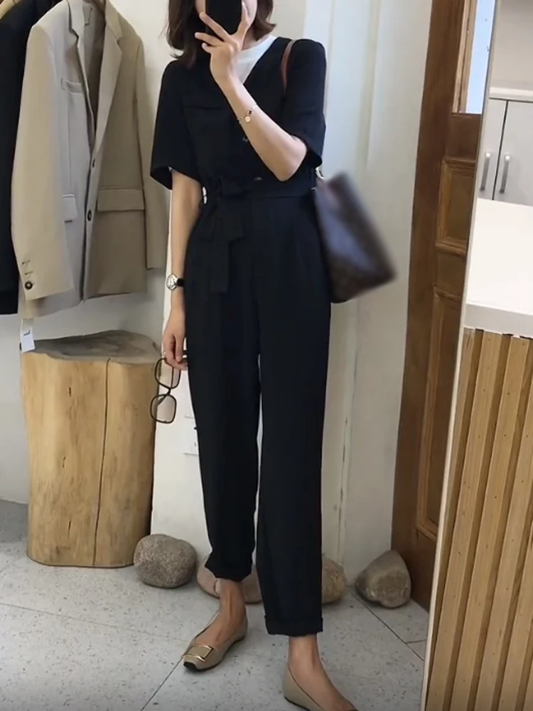 กางเกงเอวสูงทรงหลวมสำหรับผู้หญิง สไตล์ลำลอง/ทำงาน พร้อมเข็มขัด  ทรงขากว้าง เหมาะสำหรับทุกโอกาส