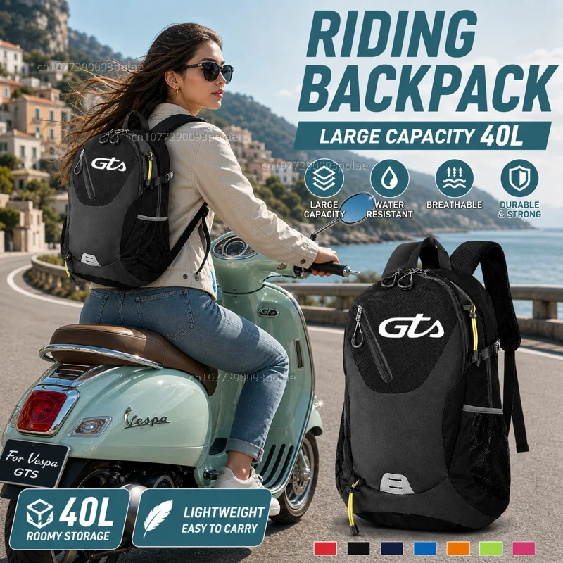 For Vespa GTS 125 150 300 Super 300 Super300 GTV 125 GTV 250 GTV 300 LaRacing travel Men waterproof Backpack Bag Motorcycle Gift