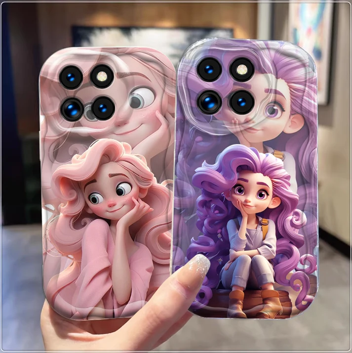 Disney Curly Hair Princess For Xiaomi Mi 14 12 12T 11 Lite Poco M6 X6 X5 X4 X3 M3 F4 Pro GT NFC 5G Wave Oil Soft Phone Case