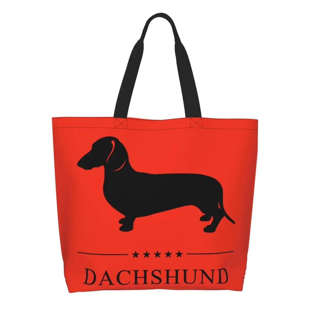 Dachshund Groceries Shopping Bag Printing Canvas Shopper Tote Shoulder Bags Large Capacity Portable Sausage Wiener Dog Handbag