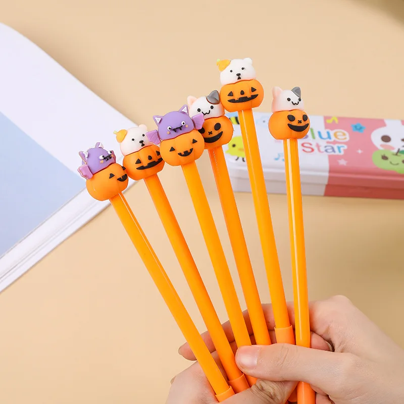 150 Pcs Creative Bear Cat Pumpkin Head Rollerball Gel Pens Cute Cartoon Fruit Student Learning Stationery Writing Signature Pen