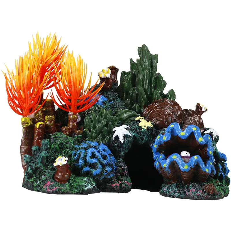 

Aquarium Underwater Landscape Decor Package Resin and Plastic Simulation Coral Shipwreck Seascape Shell for Landscaping
