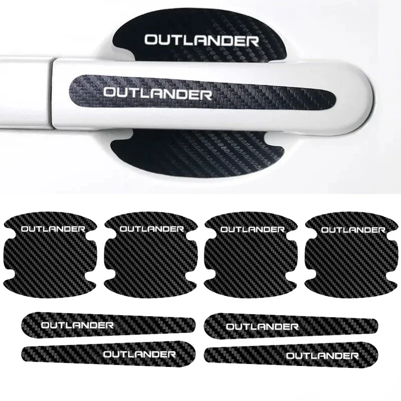 

8 шт., наклейки на дверную ручку автомобиля Mitsubishi Outlander Logo Lancer 10 ASX L200