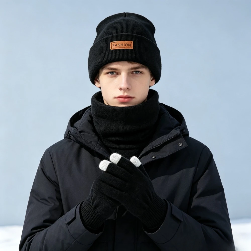 Adult FASHION Knitted Hat Scarf and Glove Mix Style Multi functional Windproof and Cold proof Gift for Friends and Family
