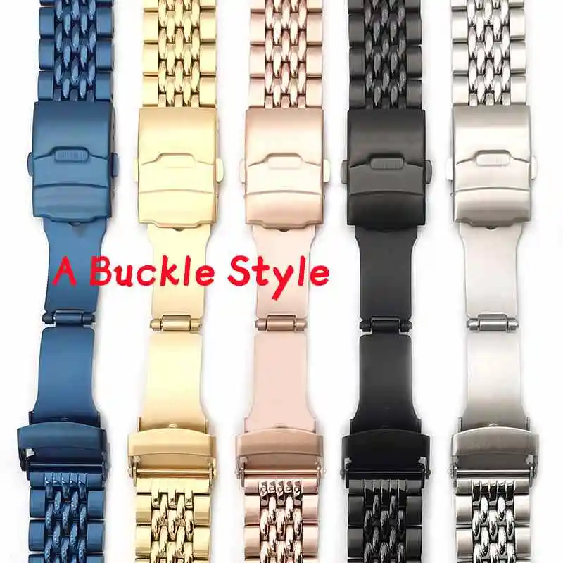 22mm 316L Stainless Steel Bead of Rice Universal Straight End Watch Strap Band Bracelet Fit for SKX007 Dive Watch