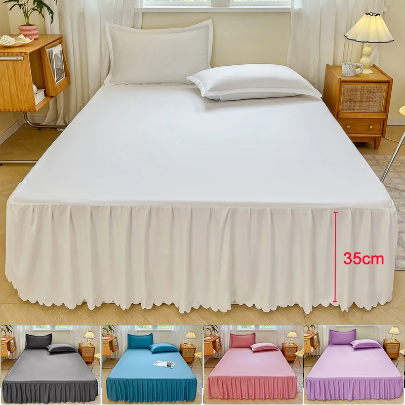 Microfiber Bed Skirt Dust Ruffle 35cm Drop, Ultra Soft Touch, Machine Washable,  Wrinkle Free Fade Resistant, Easy Install