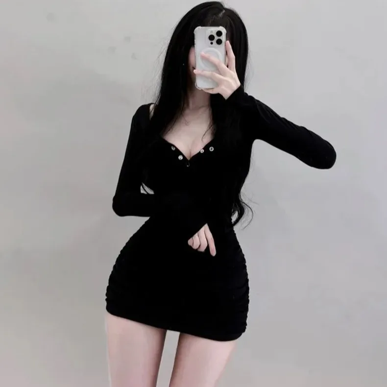 Sexy Short Tight-Fit Bodycon Dress Dongda Gate New Arrival Halopen Collar Women's Fashion Korean Style Comfortable Breathable