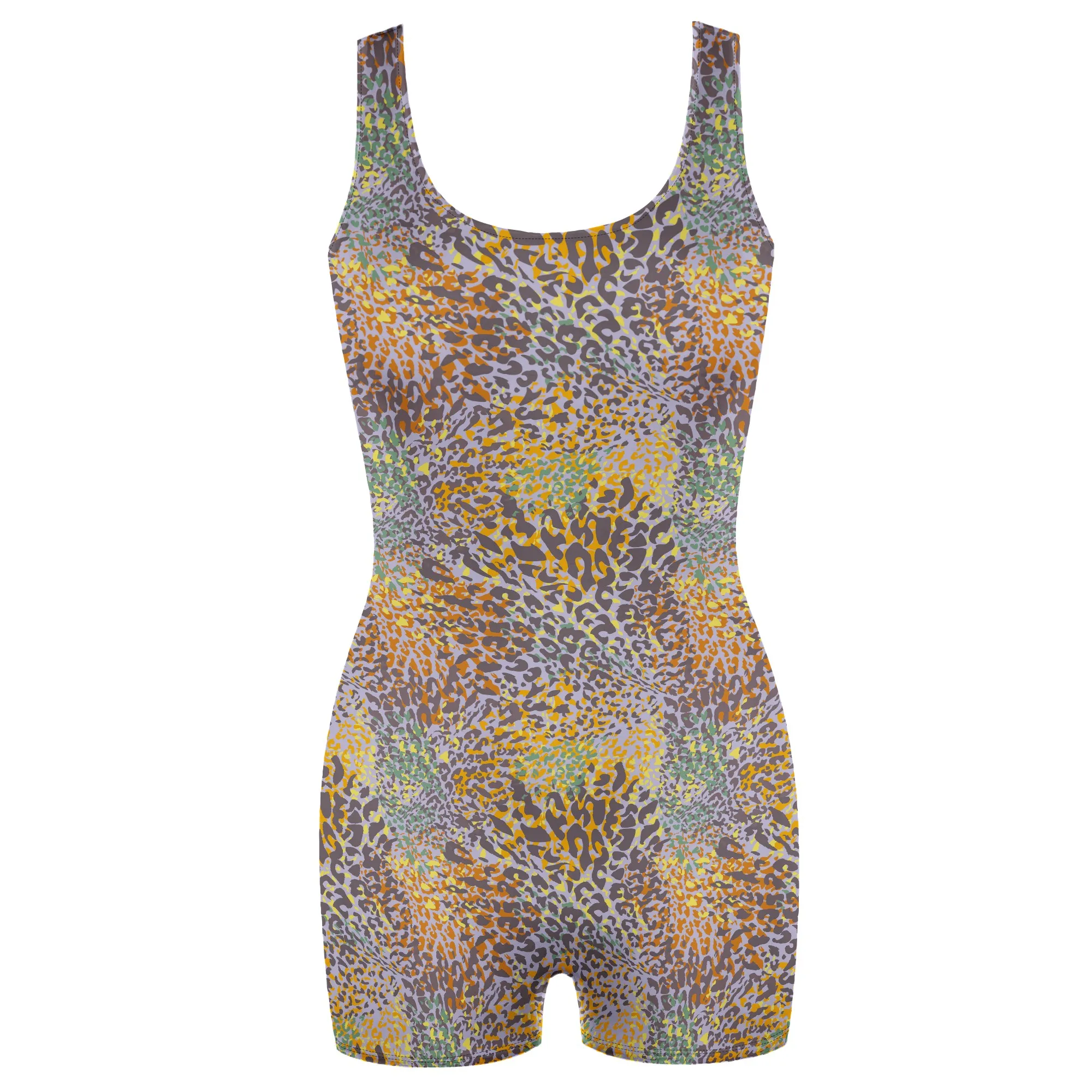 بذلة مثيرة بطبعة الفهد وحزام عريض ضيق للارتداء المنزلي أو الارتياد المسائي