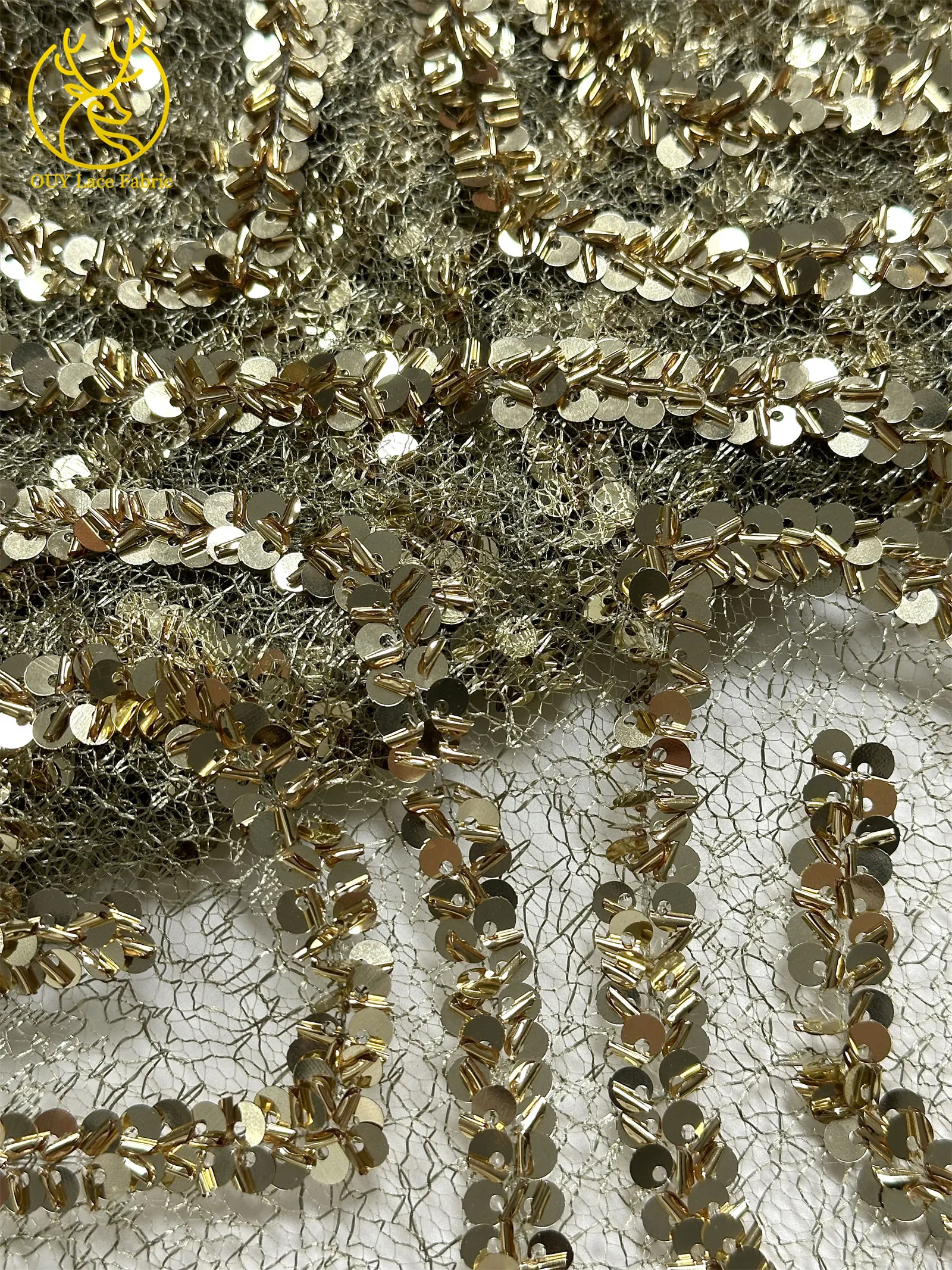 Luxuriöser afrikanischer Pailletten-Spitzenstoff 2026, hochwertiger französisch-nigerianischer Spitzenstoff, geeignet für Nähmaterial für Weihnachtsfeiern – Detail 20