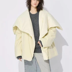 Women's Large Shawl Cotton Jacket, Simple Two Wear Coat Jacket, Fashionable Versatile, High Quality Tops, Autumn and Winter, New