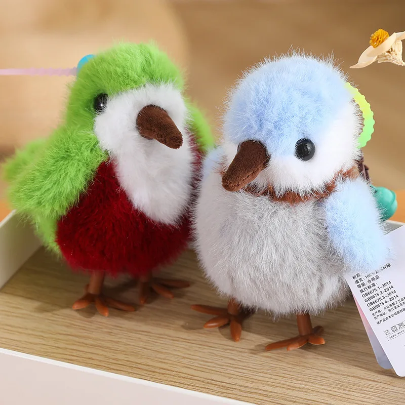 Llaveros de peluche de pájaros de dibujos animados para niñas, llaveros de peluche de imitación, bolsa de coche, mochila