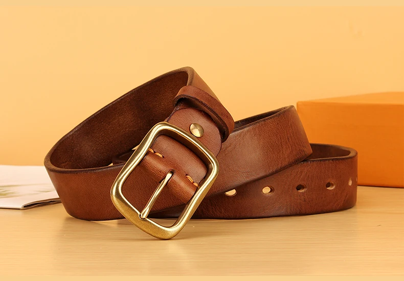 Vollnarbenledergürtel für Herren, 100 % italienischer Gürtel aus echtem, massivem Leder, lässiger Jeansgürtel, 5 mm dick, robuster Arbeitsgürtel für Herren – Detail 13