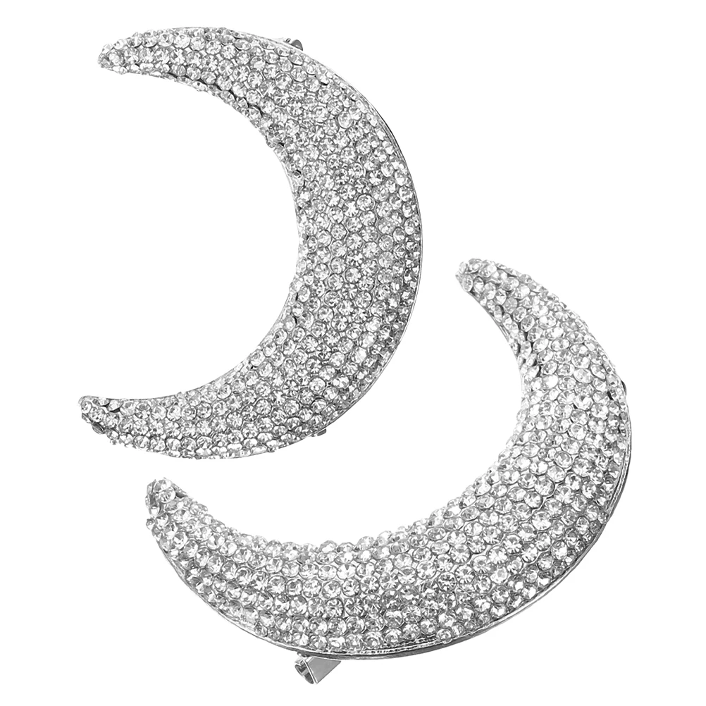 

2pcs Rhinestone Moon Brooch For Women Moon Shaped Lapel Pin Decorative Brooches Clothes Scarf Hat Suit Backpack Festival Party