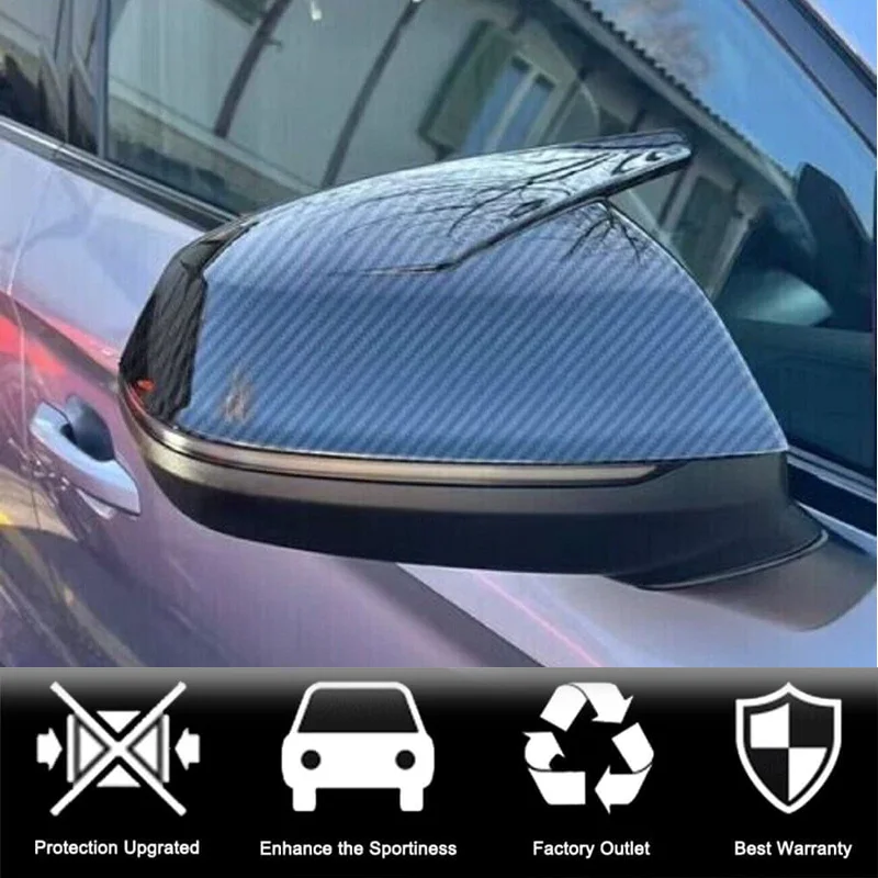 Carbon Fiber Side Mirror Cover Caps For Audi Q5 SQ5 2018–2025 Replacement W W/O Lane Assist Horn Style Rearview Mirror Housing