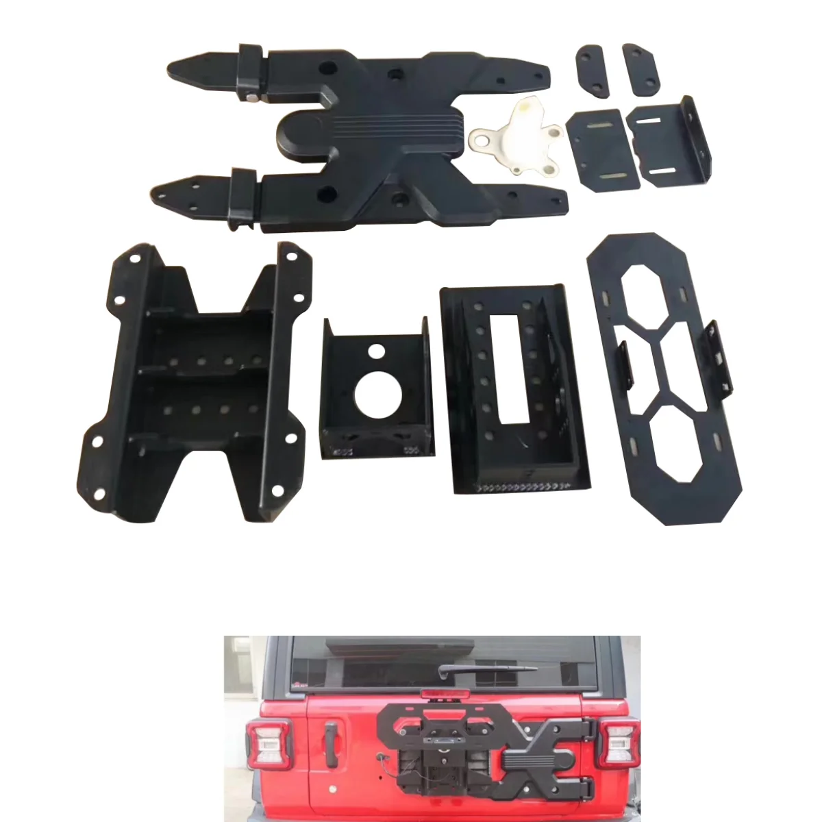 Lantsun Hinge And Spare Tire Carrier Bracket Aluminum Alloy Spare Tire Mounting Kit Modify For Jeep For Wrangler JL2018+ JL 1132