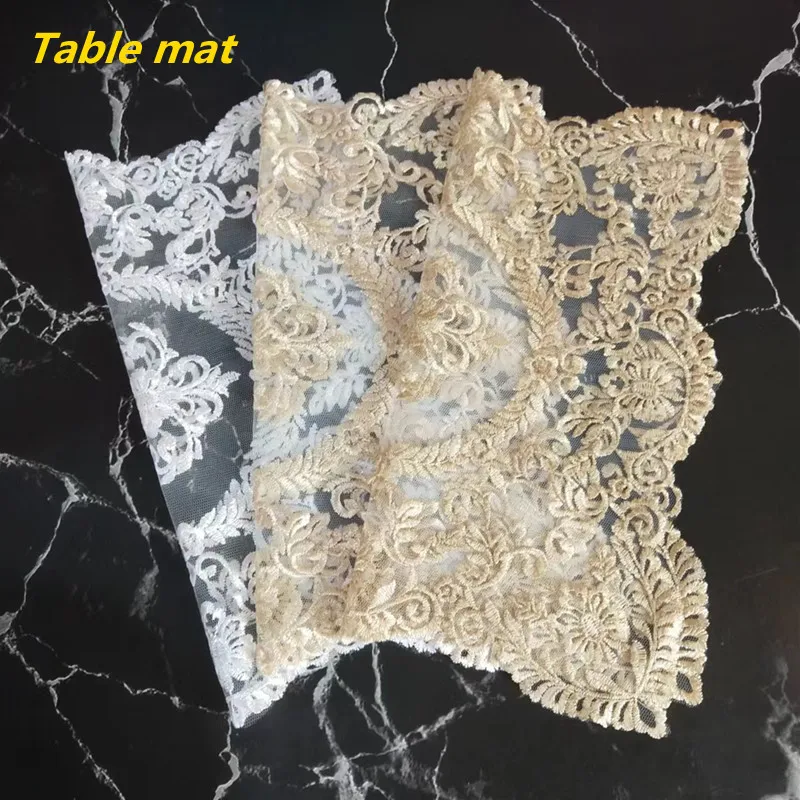 2023 Square 32cm European style embroidered delicate table mat vase bonsai pad bar telephone laptop cover cloth party decoration