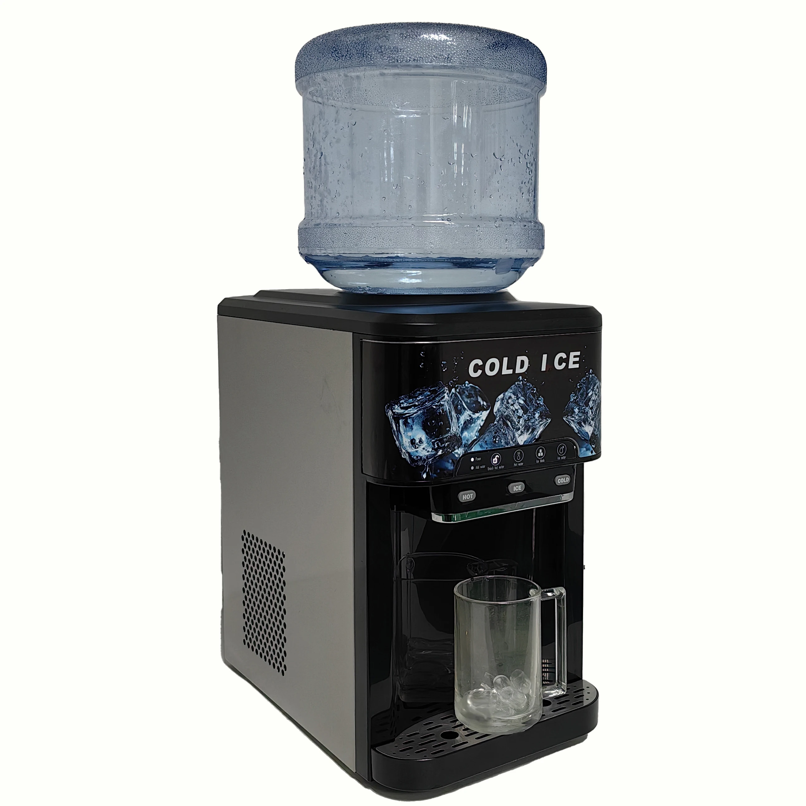 

3 in 1 Ice Maker Water Dispenser Hot Cold Compressor Cooling Tabletop Bullet Ice Machine for Home Office Commercial Use