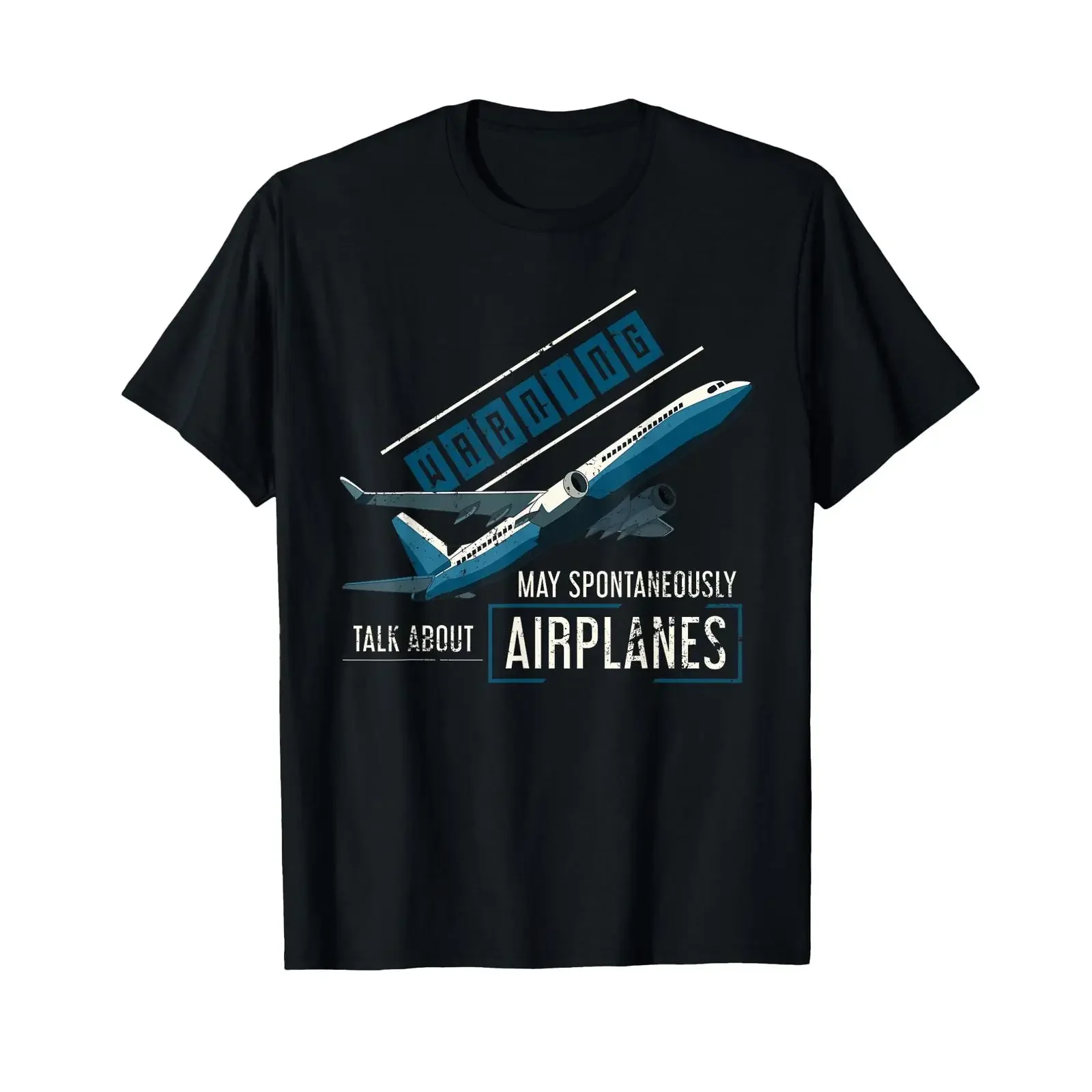 Pilot T shirt with German text Attention I might spontaneously talk about airplanes black s vintage Washed Slightly Casual