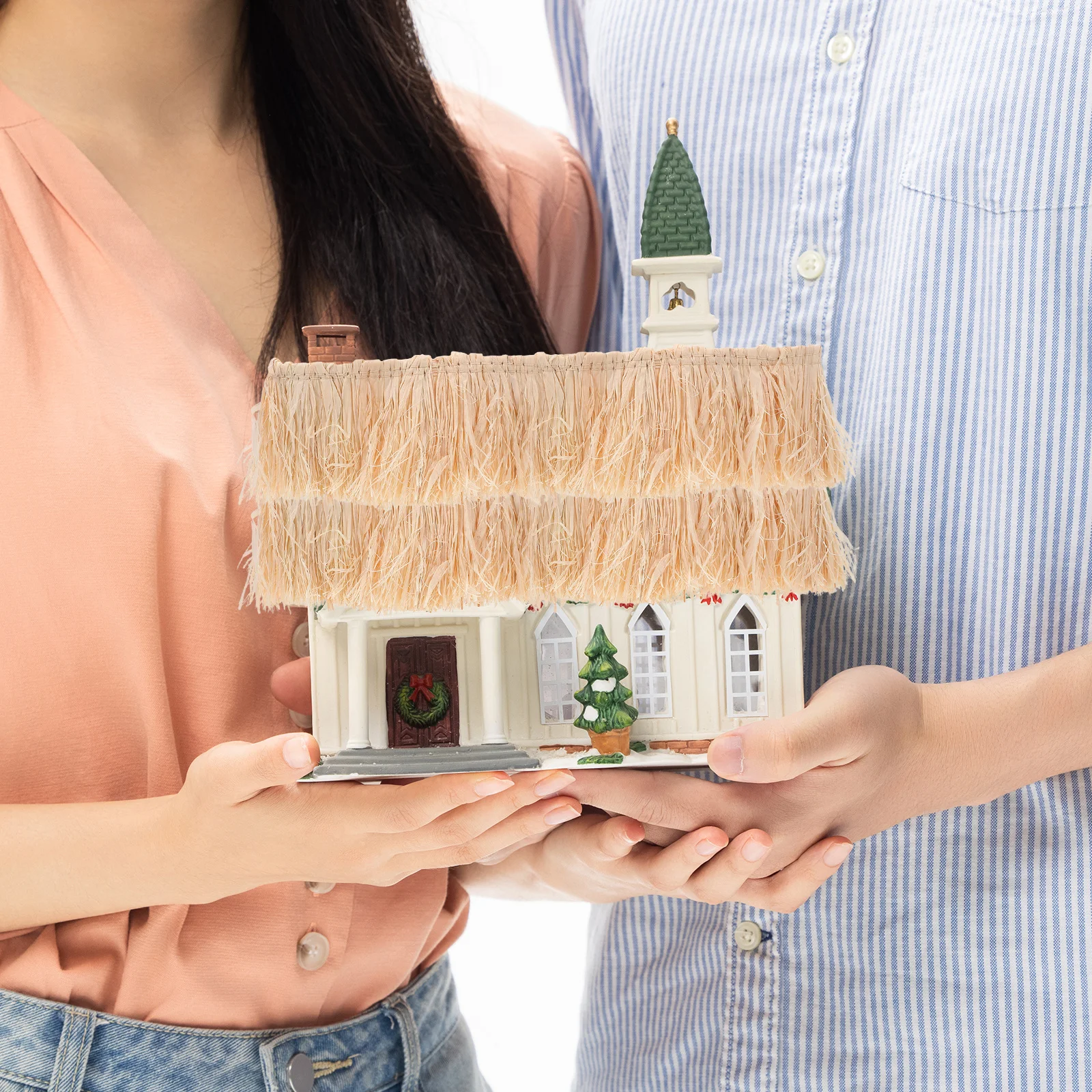 

3Pcs Artificial Thatch Realistic Faux Straw Roofing Mini Thatch Roll for Craft Roofs Miniature Straw Roof Decoration Synthetic