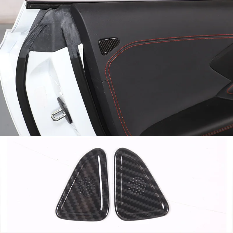 

Door Trumpet Mesh Cover For 20-23 Corvette C8 ABS Carbon Fiber Pattern 2-Piece Set car accessories interior