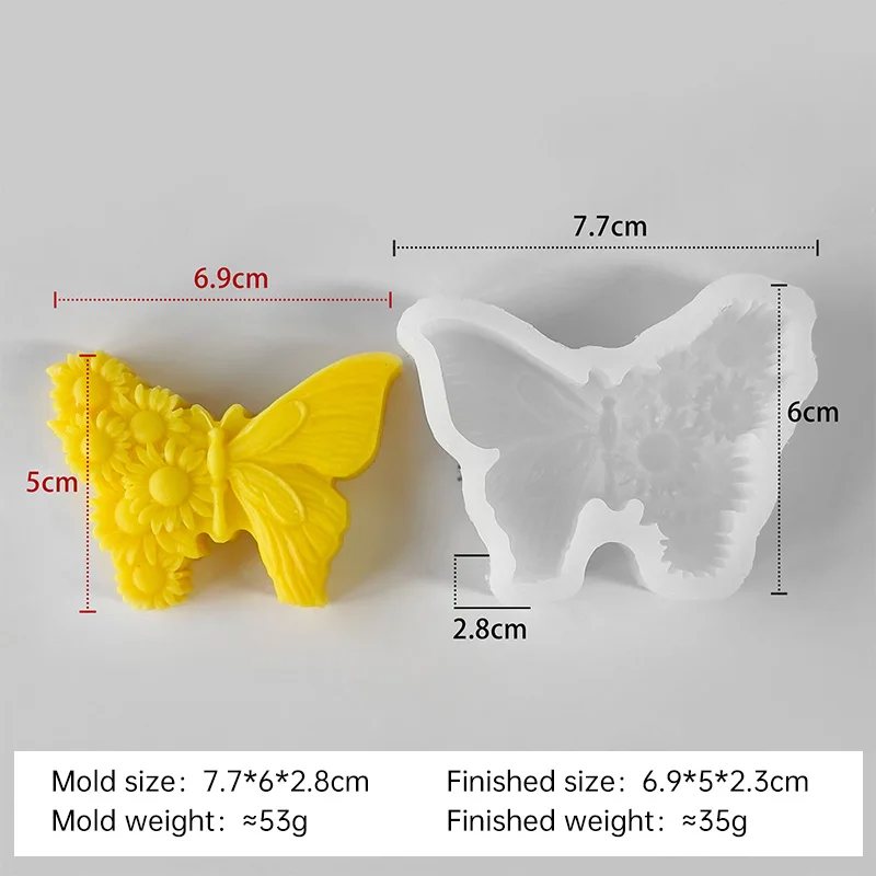 Butterfly & Daisy Handmade Aroma Candle Plaster Mould