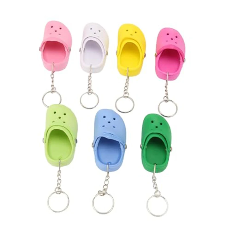 50Pcs Mini Clog Slipper Key Chain Durable Metal Key Ring Wallet Handbag Luggage Hanging Pendant Gift