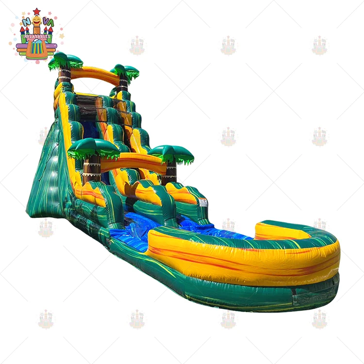 

18 футов, 20 футов, 22 фута, оптовая продажа, детская тропическая гигантская надувная водная горка для взрослых, водная горка для прыгающего дома