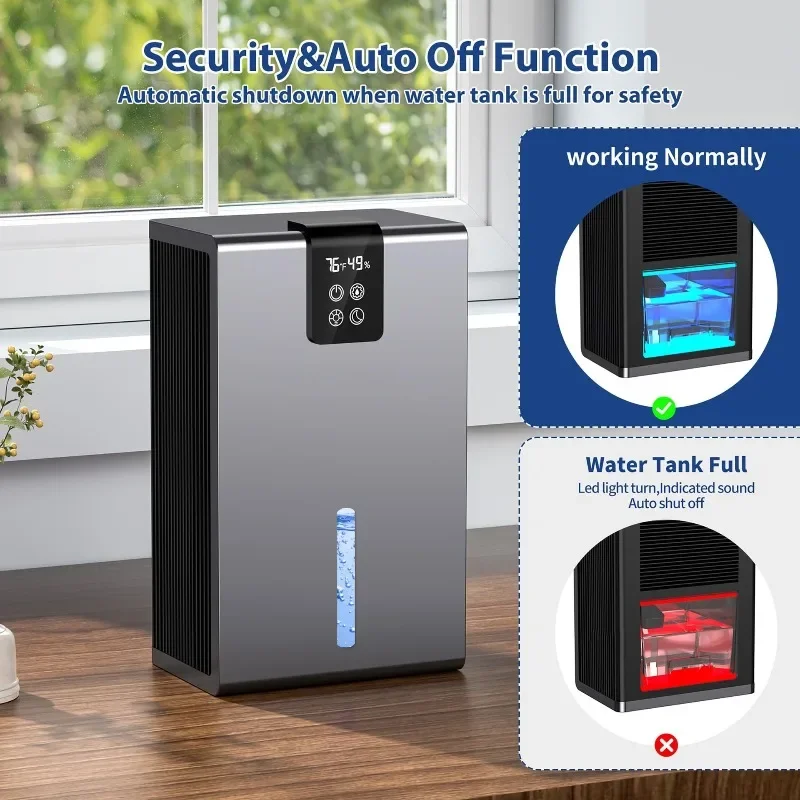 Wet Drying Moisture Air Purifier Household Dehumidifier 2.2L Water Tank with Display Remote Control Multi Functional