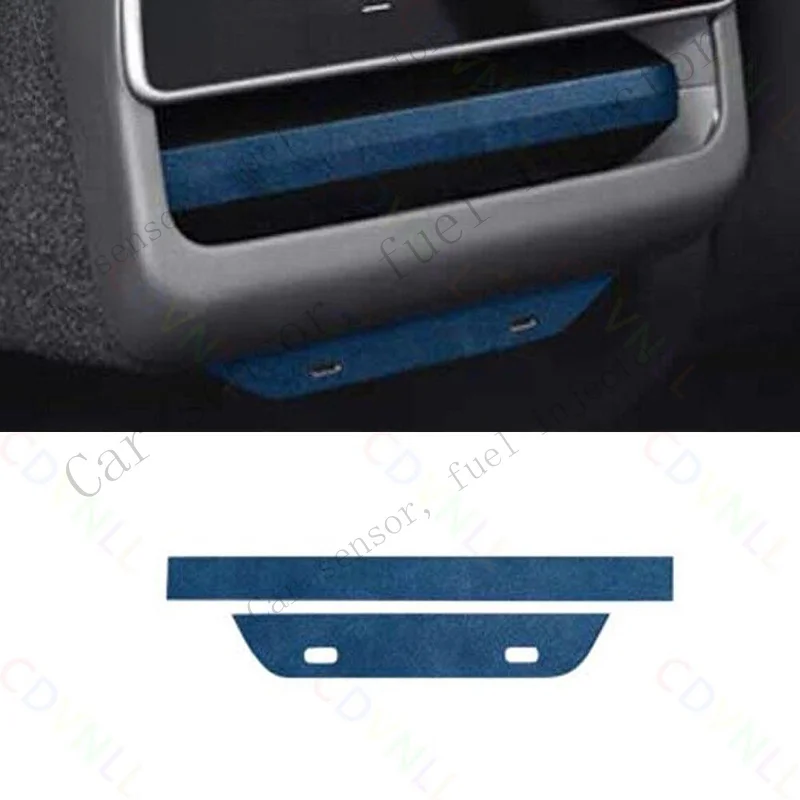 Q+ For Tesla Model 3 2024-25 Blue Suede Rear Seat Air Outlet Vent Frame Sticker 2