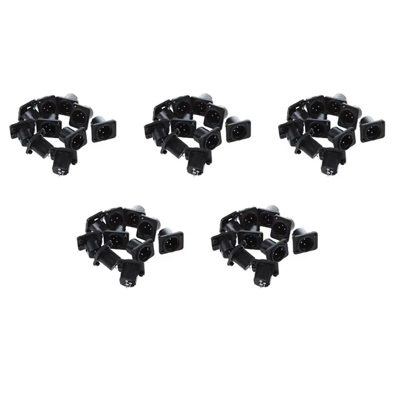 Exquisite-XLR Male Plug Straight Terminal Panel Mounted Connector 50 Pieces