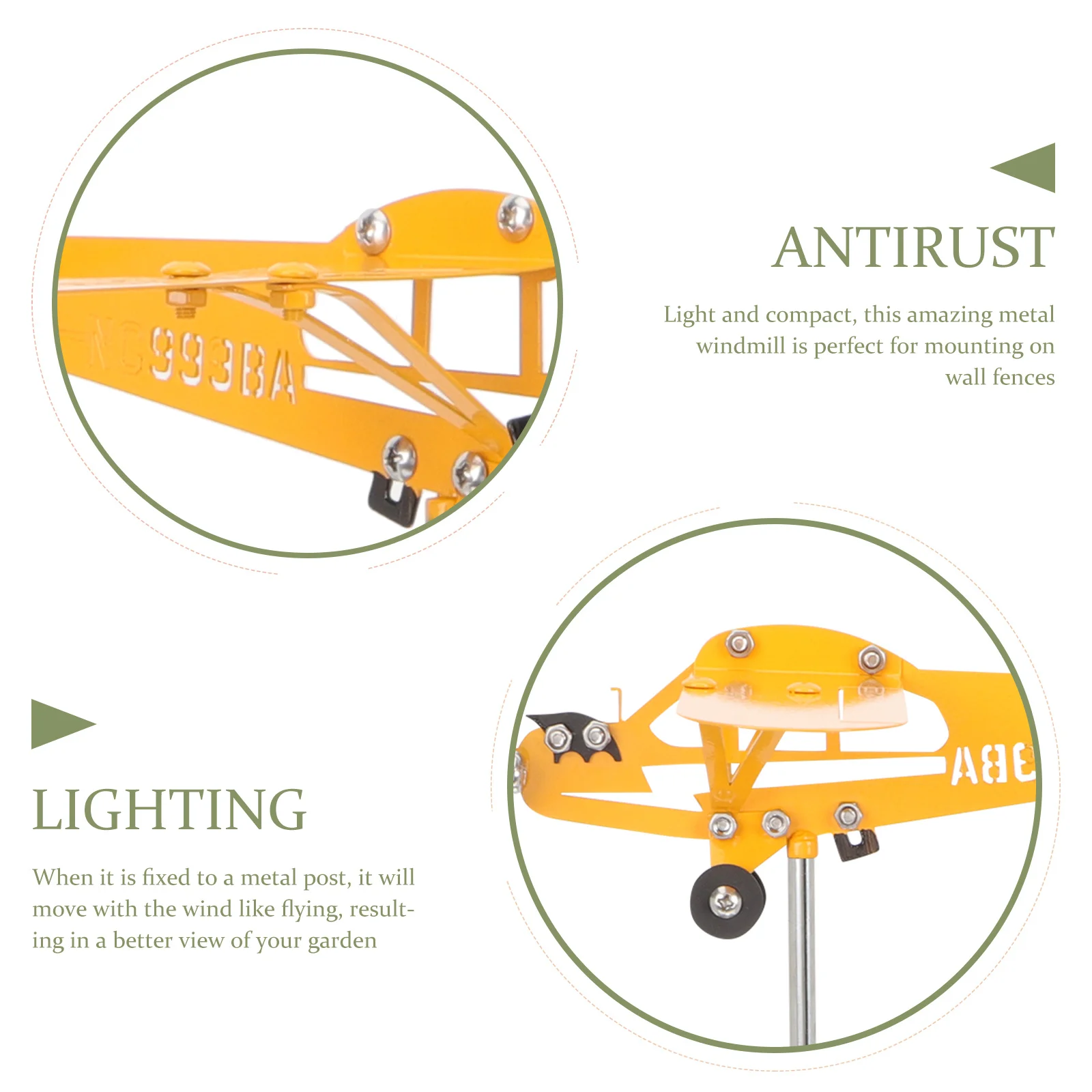 

Iron Airplane Wind Spinners Durable Garden Decorations Outdoor Metal Art Lawn Ornaments Windmill Statue Yard Patios