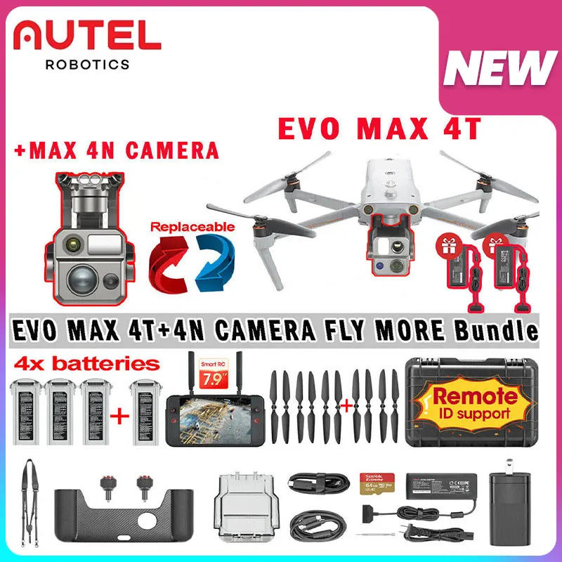 Autel Robotics Evo Max 4t /4n 8k Drone Laser Range Finder Fly More Bundle with 25KM Max Flight Distance