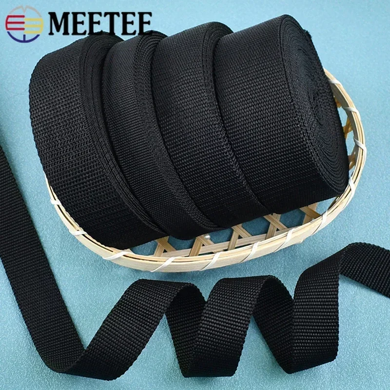 5M 20/25/30/38/50mm Black Nylon Webbing 2mm Thick Sewing Webbings Strap Backpack Belt Sling Tapes Ribbon Trimmings Accessories