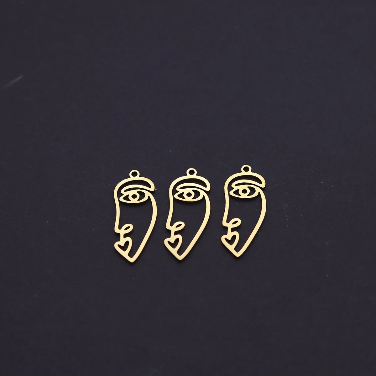 3pcs Minimalist Abstract Face Charms Stainless Steel Pendant Connector For Jewelry Making Handmade Earrings Necklace Accessories