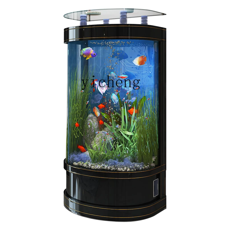 XL Light Luxury and Simplicity Fish Tank Semi-Circular Floor Glass Aquarium Ecological Change Water