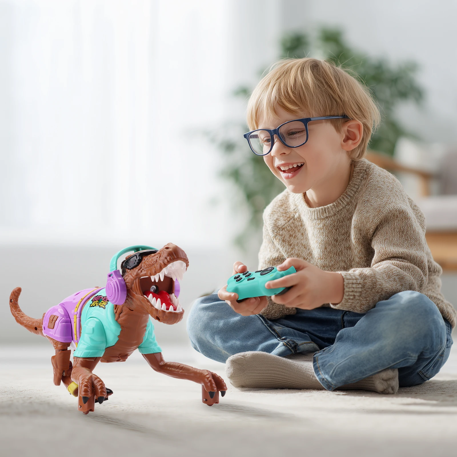 Dinosaurio de juguete con Control remoto, dinosaurio que camina RC con luz y sonido, pulverizador electrónico, Robot de dinosaurio, regalo para niños