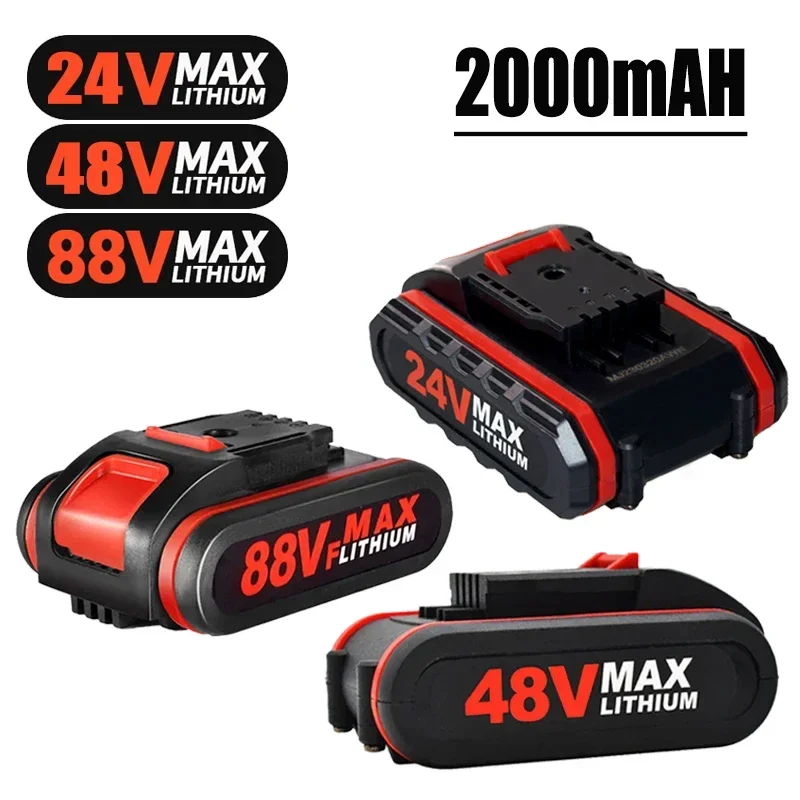 24V/48V/88V 2000mAH Lithium Battery Electric Tools Battery, for Wireless Wrench Mini Chain Saw Electric Drill Power Tools ect