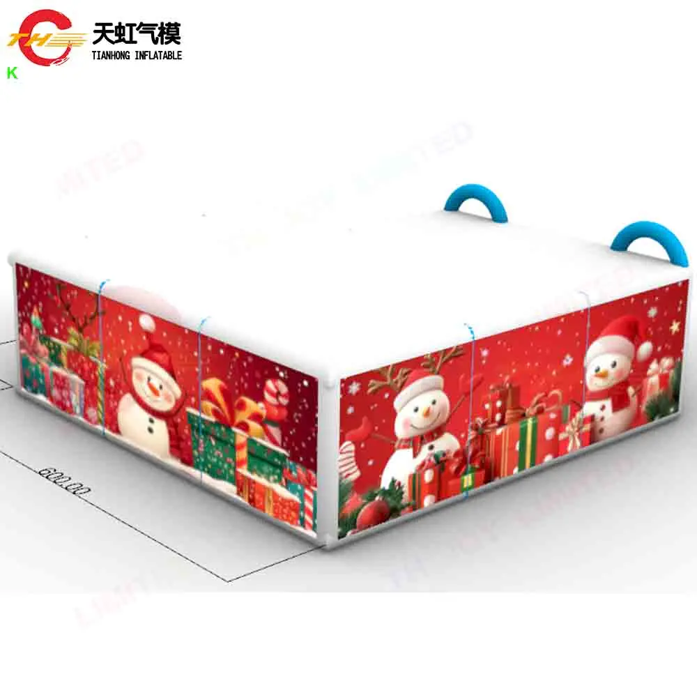 Free Ship Snowy Christmas Inflatable Maze Tag Blow Up Snowman Puzzle Maze House with Printing for Xmas Party Rental