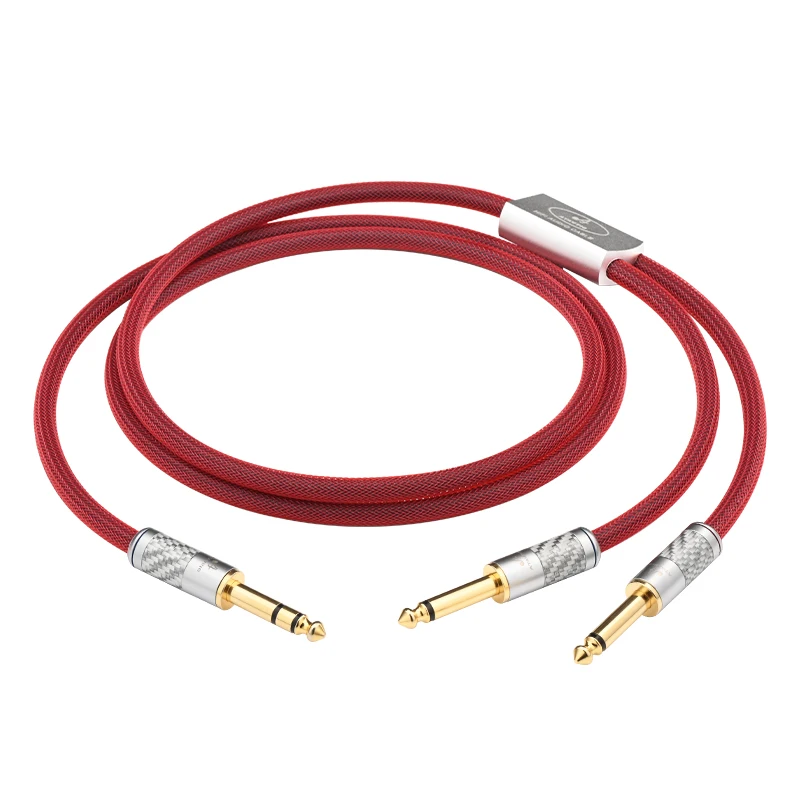 HiFi 6.5mm to Dual 6.5mm Cable Hi-end Pure Silver Wire Core Stereo 6.5 to Dual Mono 6.5mm Male Audio Cable for Mixer Amplifier