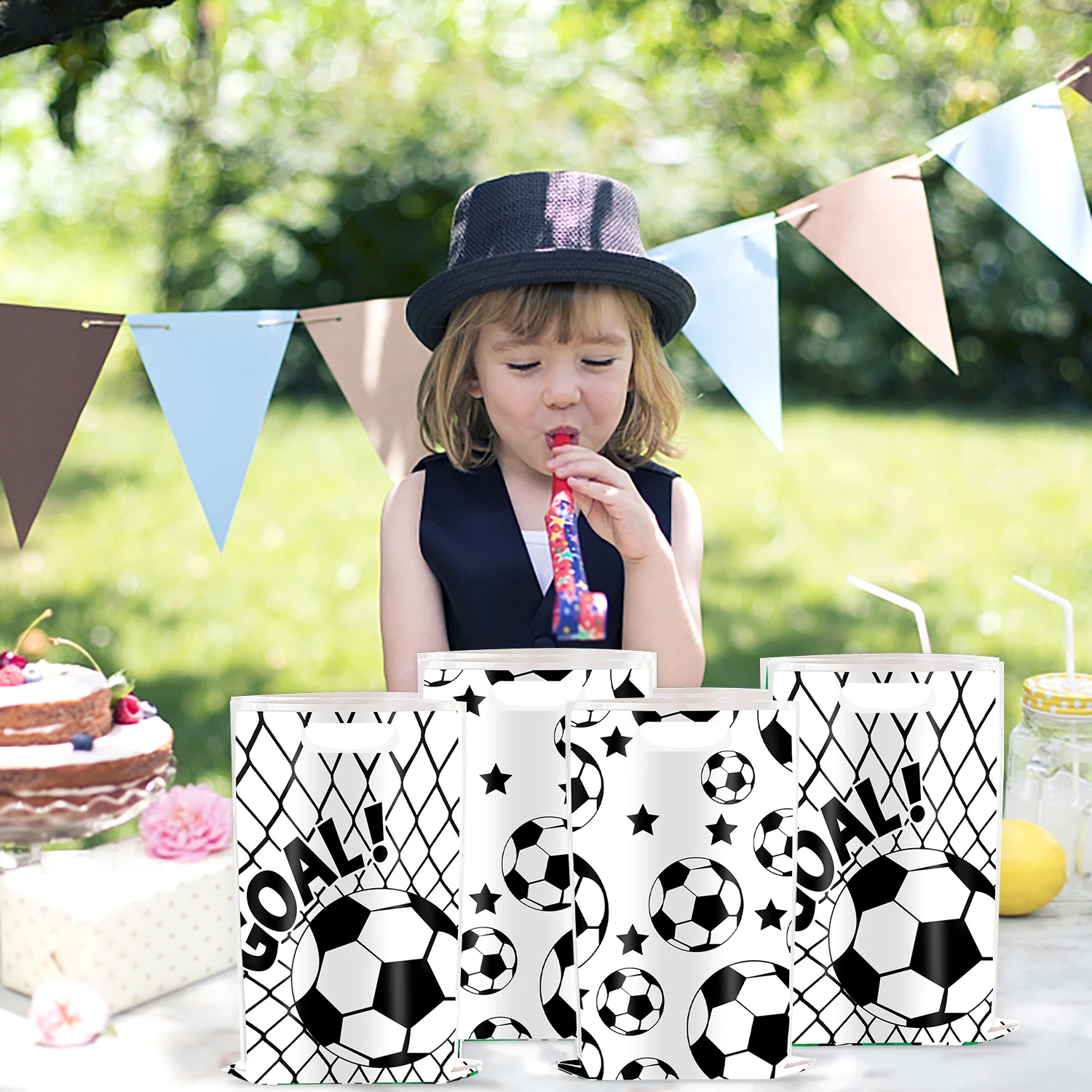 10/50 Stück Fußball-Party-Geschenktüten Süßigkeiten-Beutel Weiß Fußball Kinder Jungen Geburtstag Sport-Themen-Party Deko – Detail 4