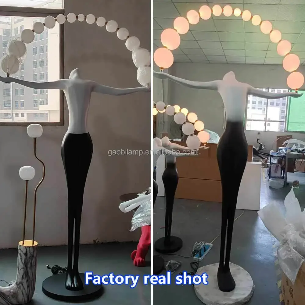 Large stract glass fiber human sculpture human floor courtyard hotel decoration women's handicrafts resin floor scul