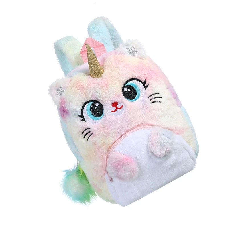 à bandoulière en peluche chat, à dessin animé à sangle réglable, joli d'école à grands yeux, cadeau pour