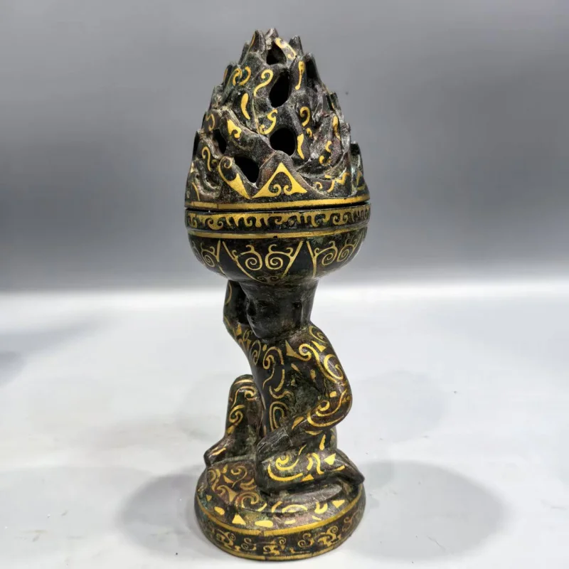 Bronze Ware Opening Business Antique Four Beasts Boshan Retro Home Decor Small Incense Burner Decorative Aromathe
