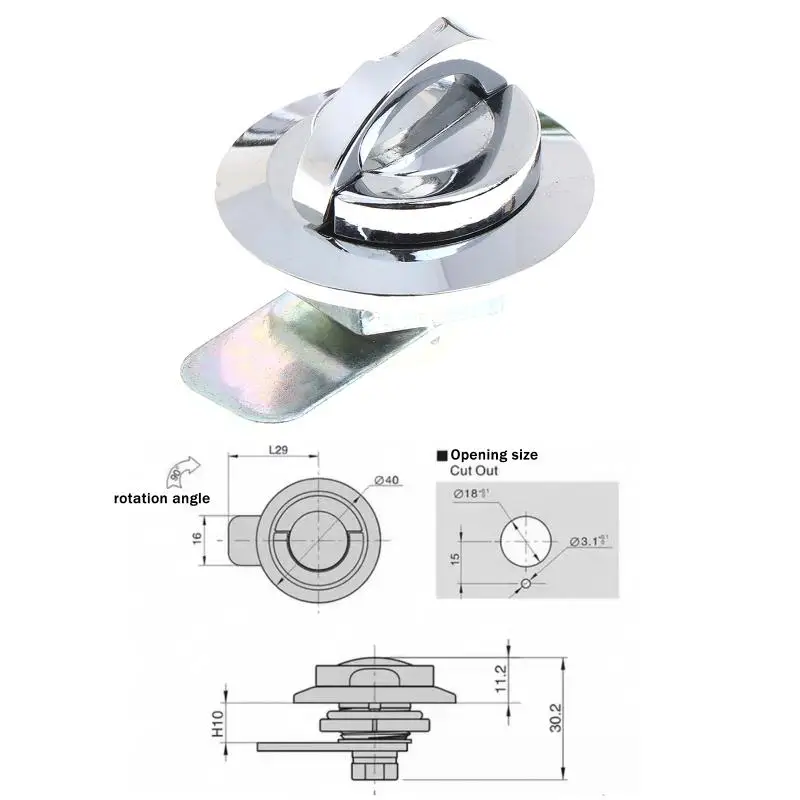 MS404 Zinc Alloy Cabinet Lock Folding Mini Handle Lock Easy Install Knob Lock For Tool Chest Electrical Cabinet Machinery Door