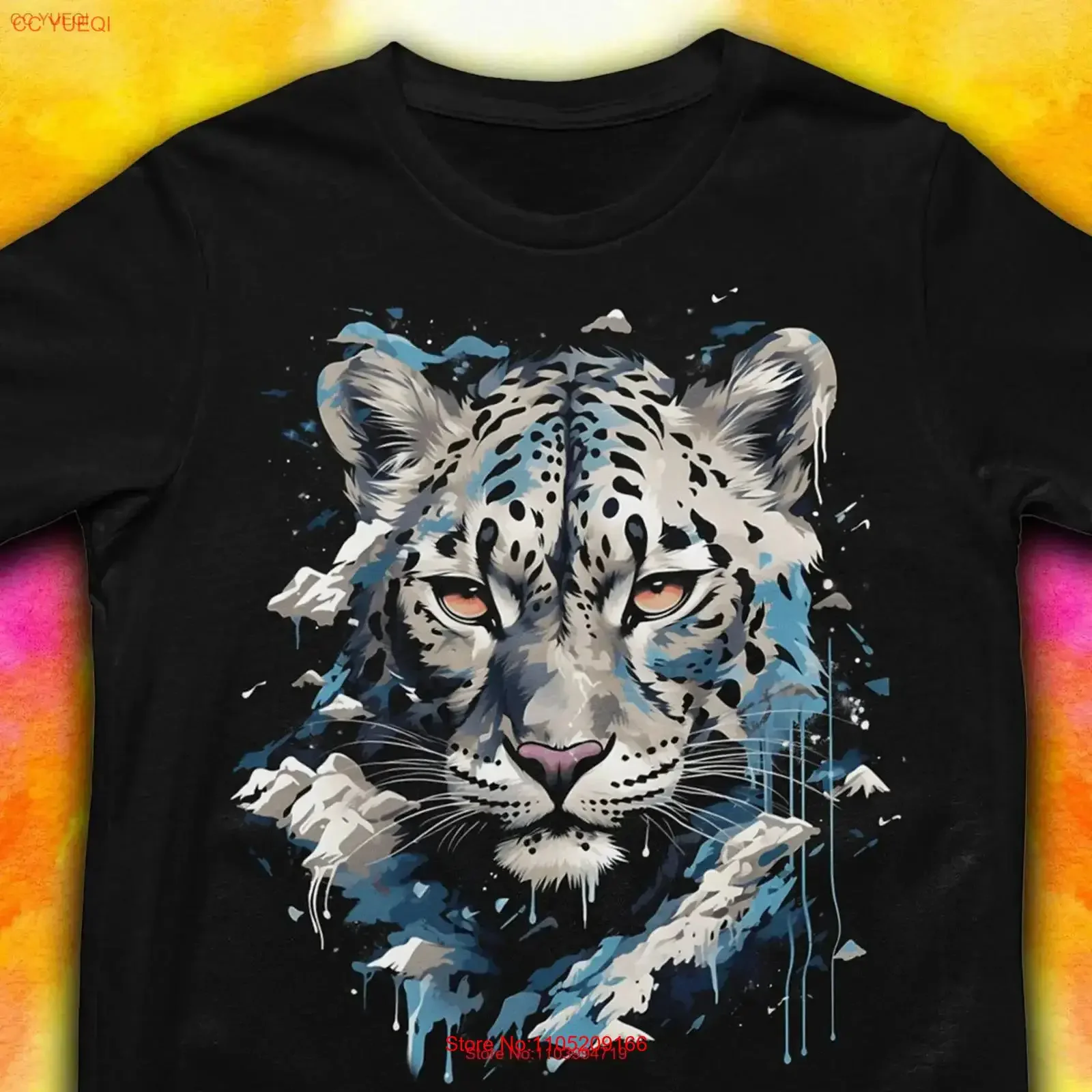 تي شيرت سنو ليوبارد تي شيرت وايلد فيرس غريب كلاسيكي كاجوال هدية عتيقة مغسولة قابلة للتنفس ملابس الشارع جرافيك ناعمة على الموضة قليلاً